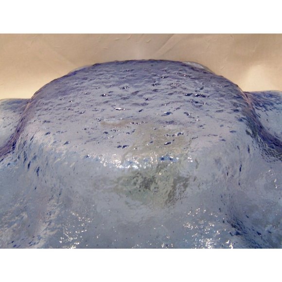 Italian Murero Glass Textured Wave Bowl Sky Blue - Picture 10 of 12